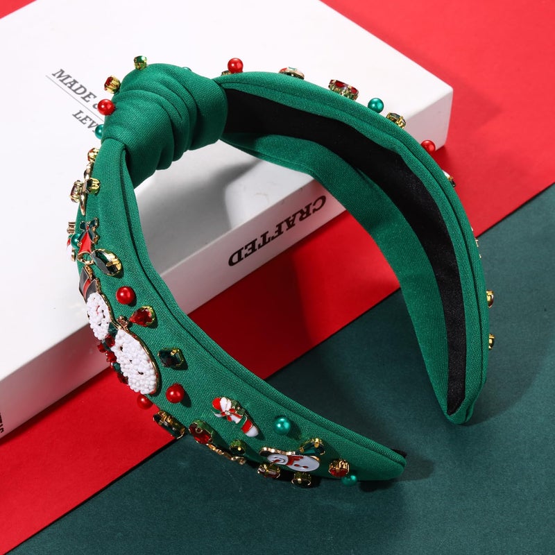 MOLOCH Christmas Headband for Women Christmas Snowman Knotted Headband Jeweled Crystal Xmas Head Band Xmas Decorations Gifts - Image 2